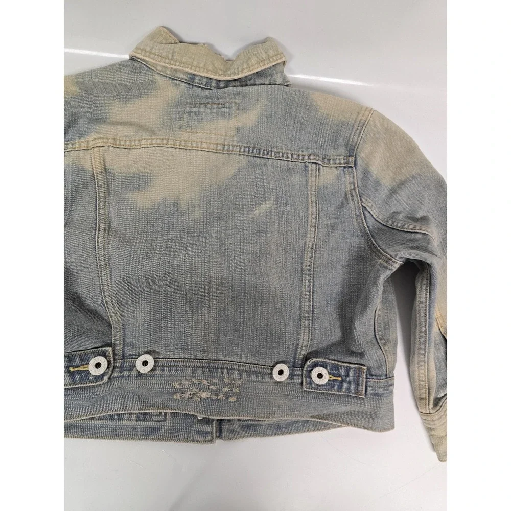 Levis Jeans Jacket Mens XL Blue Distressed Trucker Western Button Up Bleach Wash